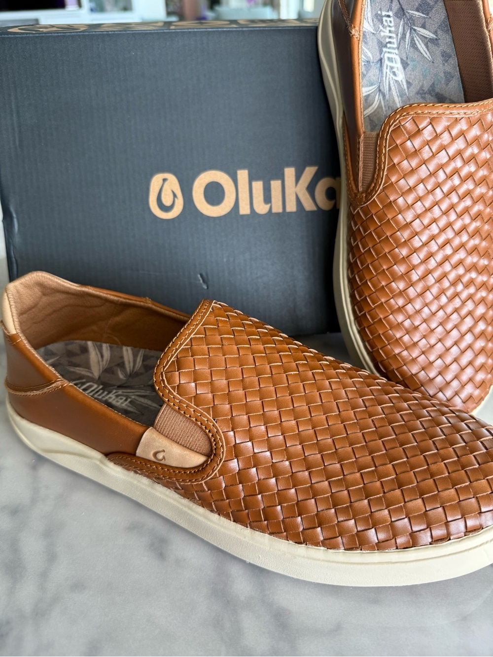 OluKai Men's Woven Slip-On Loafers in Fox